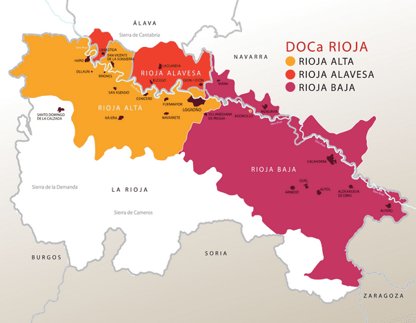 Die Untergebiete der D.O.Ca. Rioja